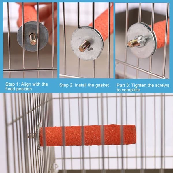 4-pakning fugleburpinner, papegøyeburpinner, pinner for småfugler