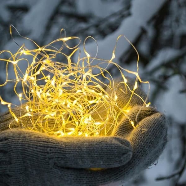 Solcelle lyskæde i kobber - 200 LED'er - 22 m - 8 tilstande - Varm hvid