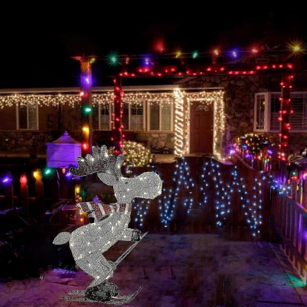 LED Skidåkande Älg Utomhus Juldekoration för Trädgård 30cm