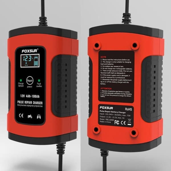 Lader, booster og startkabler helautomatisk 12V 5000mA batterilader/vedlikeholdslader for biler,