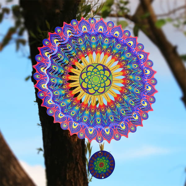 3D-roterende Mandala vindspill - Blå Lilla