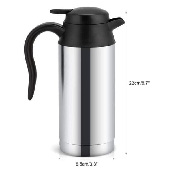 Rejsekedel - 12V 750ML - Rustfrit stål og plastik - Grå - Holder varm