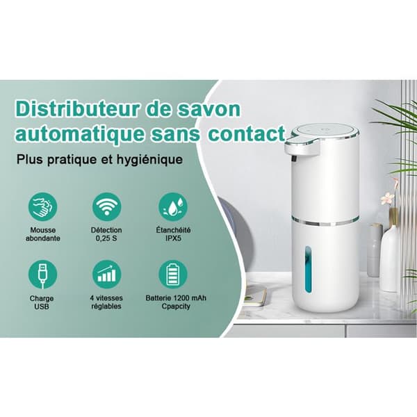 JORMFTTE Automatisk Sæbedispenser - 380 ml - Berøringsfri Infrarød Sensor - USB Genopladelig