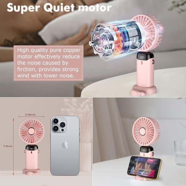 Rose - Bærbar ventilator. Mini USB genopladelig bærbar ventilator. Lille lommeventilator