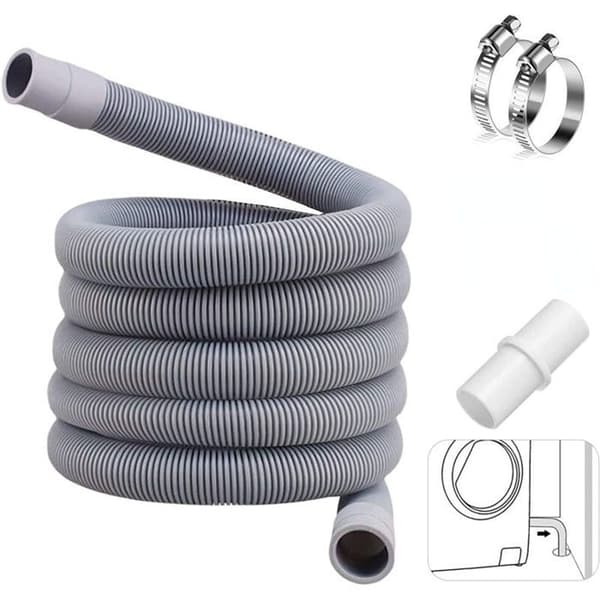 3m oppvaskmaskinslangeforlenger - Universal - 2,3 cm indre diameter - Hvit adapter inkludert