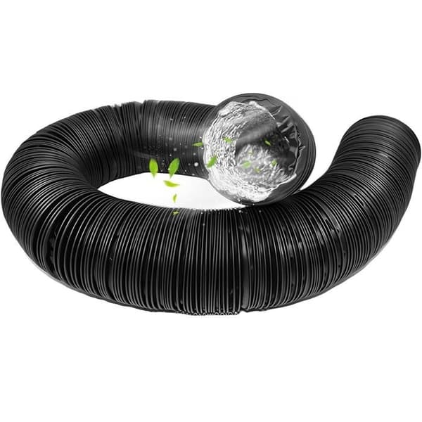 Luftavgasrör - Diameter: 100 mm - Längd: 6 m - Flexibel - PVC - Svart