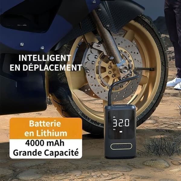 Sladdlös bildäckspump - Bärbar luftkompressor - 4000 mAh - LCD-skärm - Multifunktionell