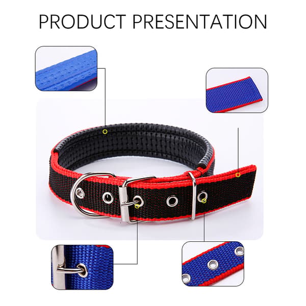 Blødt Justerbart Hundehalsbånd med Metalspænde MultiColor