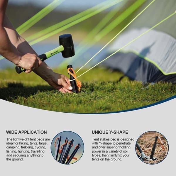 Sett med 4 teltplugger, 7,1 tommer metalljordplugger for camping, aluminium, solide campingplugger, spikerplugger med