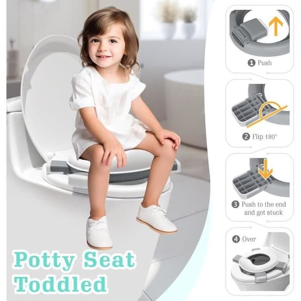 Sammenleggbart Baby Potty-sete, 3-i-1 Toalettsetereduserer for Barn, Reisepotte med Oppbevaringspose
