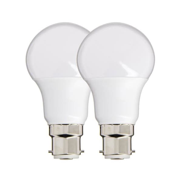 2-pack A60 B22 Bajonettlampor, 60W LED, 1020 LM, Varmvitt Ljus