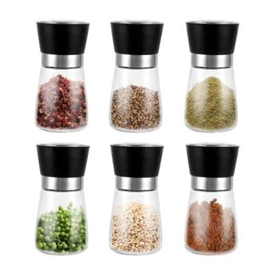 Salt- och pepparkvarn - Transparent - Keramik - Justerbar - 6 delar - Samtida design
