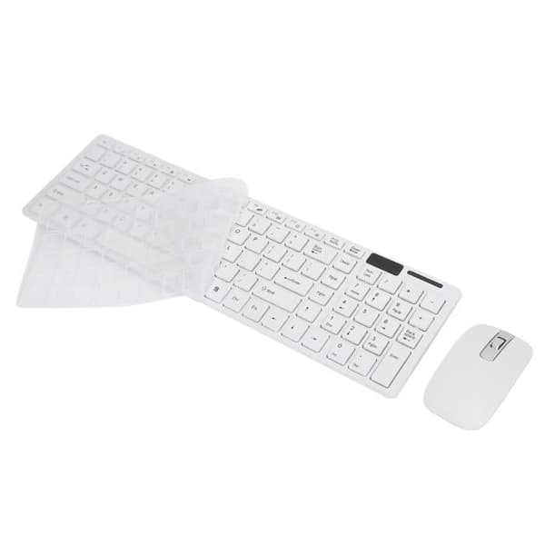 Trådløst tastatur- og musesæt - Ergonomisk - 10m forbindelse - Multimedie FN-tast - Hvid