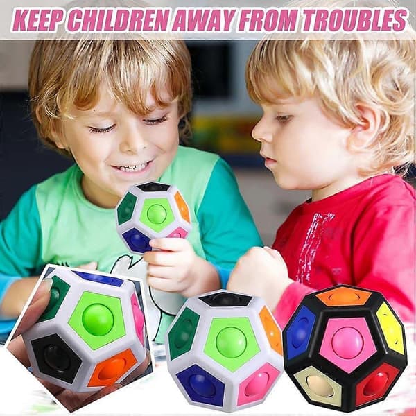 Hexagon Magisk Regnbuebold Med 12 Huller Til Børn Finger Polyhedron Puslespil Bold Dekompression Pædagogisk Legetøj