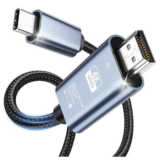 USB C til HDMI 4K 60Hz Type C (Thunderbolt 3) til HDMI-kabel til Surface, MacBook, iMac, iPad, Dell, HP, Lenovo, Galaxy, Huawei - 2M