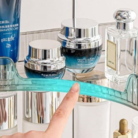 Makeup Organizer, Makeup Opbevaring, Kosmetik Organizer, Kosmetik Display Stand, Parfume Organizer til Badeværelse (Grå, 2 Lag)