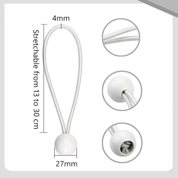 Elastic Bungee Cords - Rubber Bands with Balls 20-Pack
