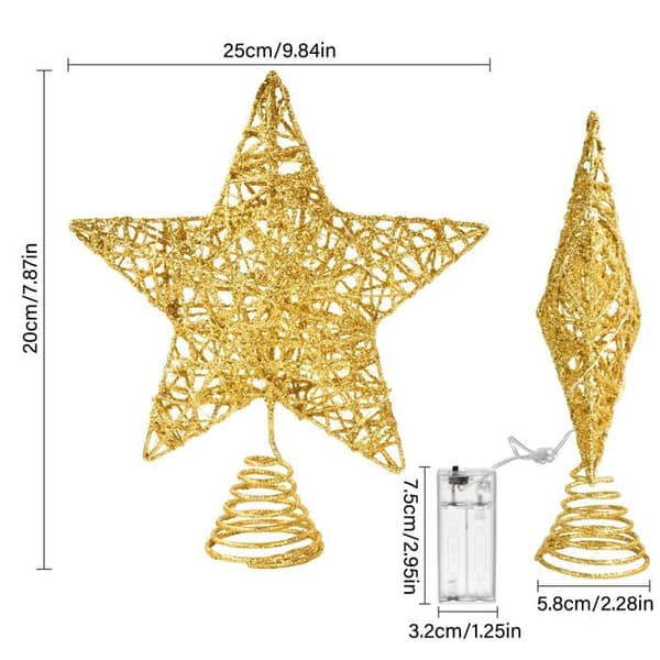 Juletræsstjerne 25 cm - 10 LED'er - Guld - Indendørs dekoration