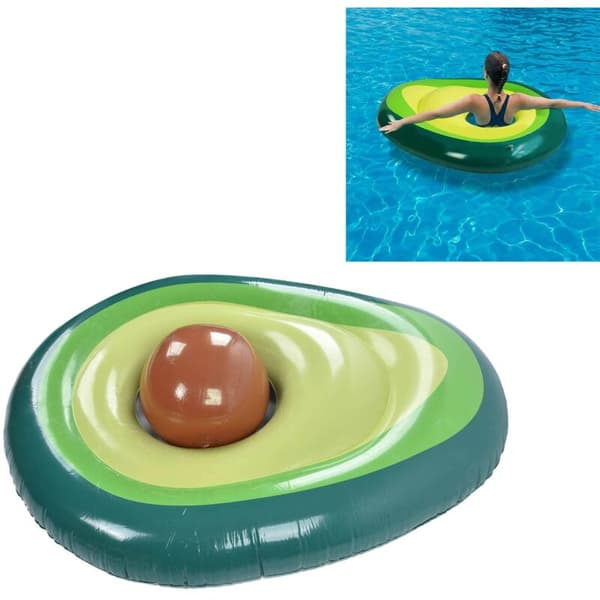 Avocado Pool Float, Oppustelig PVC Pool Raft, Loungestol, Strand Flyder Festlegetøj med Bold