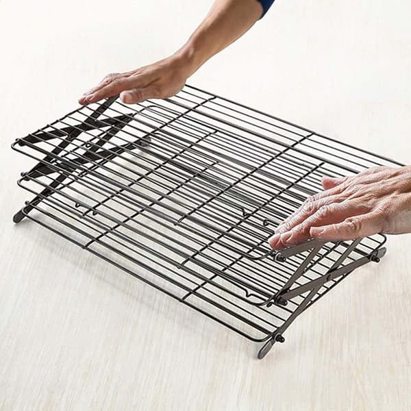Three-tier cooling rack for cakes - Foldable stainless steel baking rack for cakes, bread and cookies