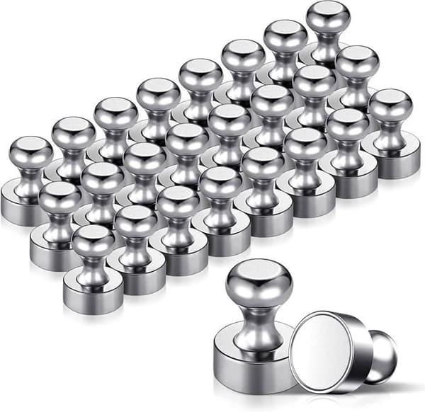 12x16mm Metallmagnet - Kraftig - Rustfritt stål - 24 Stykker