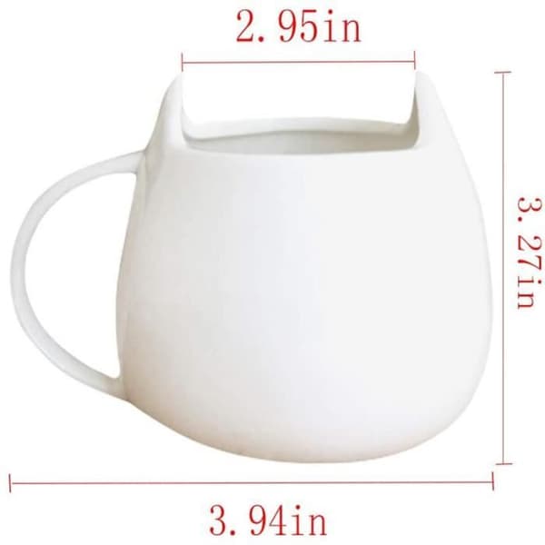 Keramikkrus, sødt katte-design, 500 ml - Sort og hvid - Tåler opvaskemaskine