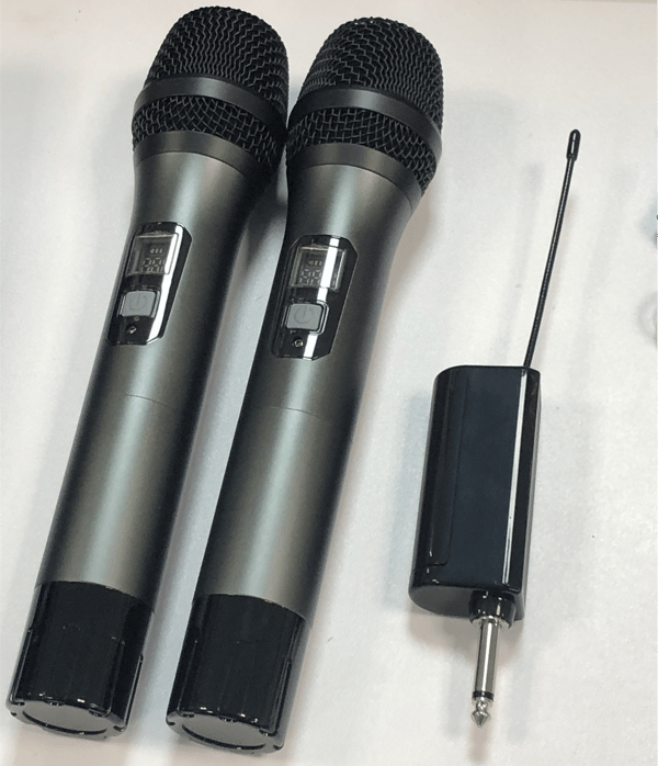 2 trådløse mikrofoner Bluetooth Reverb med Android-portkabel Sort