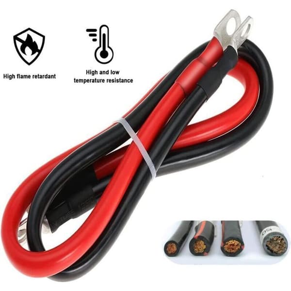 Batterikabel - 16 mm² (5 AWG) - 100 cm - Förtenta kopparringterminaler