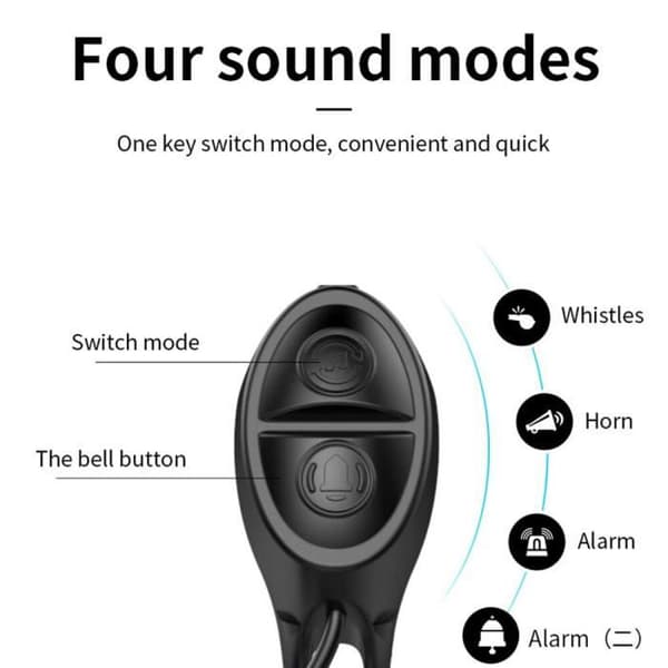 120dB elektrisk sykkelklokke med horn og alarm, 4 moduser