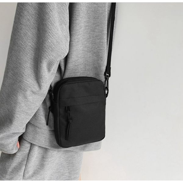 Stilfuld Nylon Crossbody Telefon Taske Sort Black