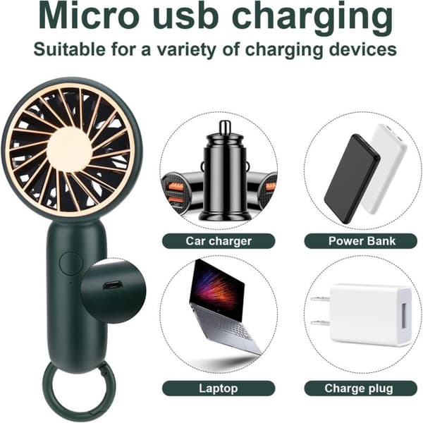 Mini bærbar ventilator. Håndholdt ventilator. Personlig USB-bordventilator. Lommeventilator (grøn)