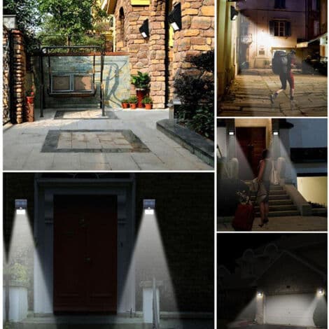 2 x Utomhus Solcellsdrivna Spotlights + LED Sensorlampor