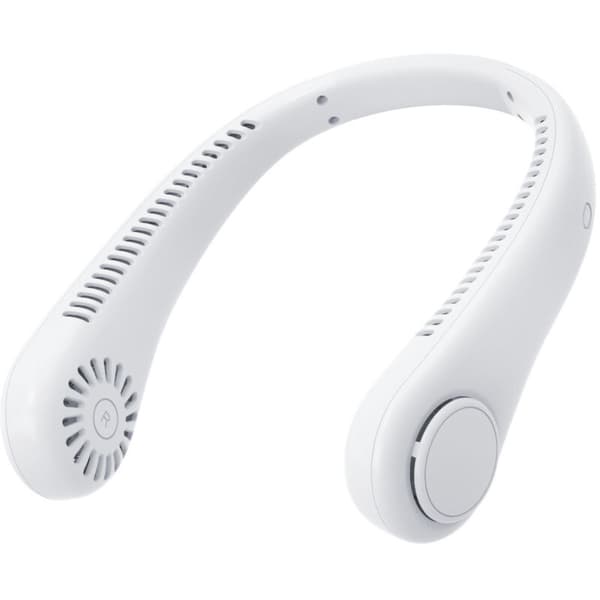 Halsventilator. Bladløs USB-ventilator. Tre hastigheder. Bærbar og genopladelig halsventilator - hvid.