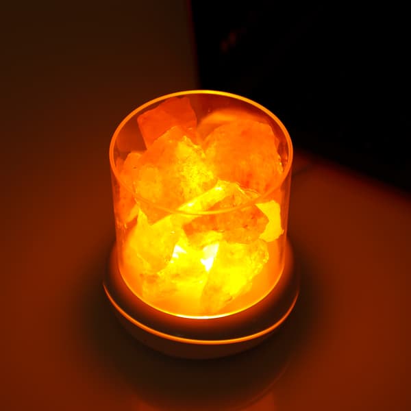 Saltstenslampe USB Aromaterapi Hvid/Orange