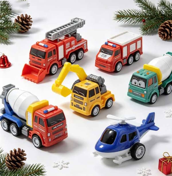 24 dagar julkalender blindlåda, dragbil och flygplansfordonsset, julklapp för barn, 2026 ny