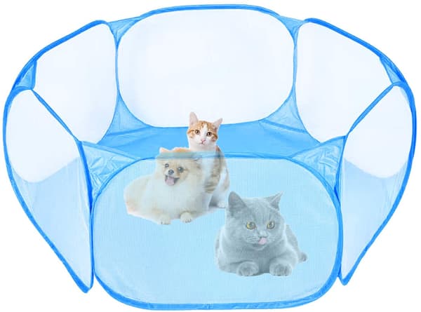 Pet Playpen Indoor/Outdoor Foldable Blue