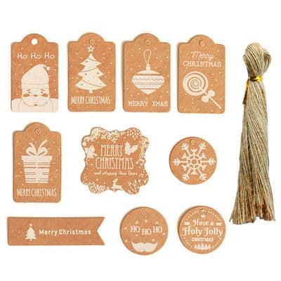 200 julemerker, gavelapper, kraftpapir, gavelapper, bryllupsmerker med snor, merker