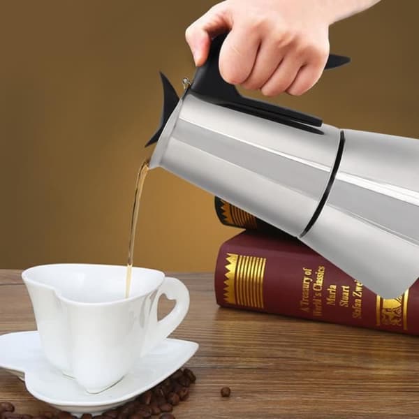 6-kops Moka elektrisk kaffemaskine - Rustfrit stål - Grå - Perkolator (Espresso)