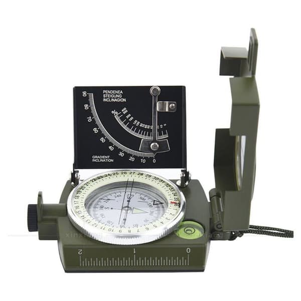 Professionell militärkompass, IP65 vattentät metallkompass, fluorescerande siktkompass, utrustad med klinometer