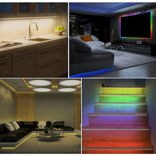 LED-lysstrimmel 7 farver med Bluetooth app-kontrol Sort 4 m