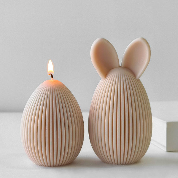 Silicone Mold for Easter Eggs - Rabbit Candle Soap Ornament Mold J-1109