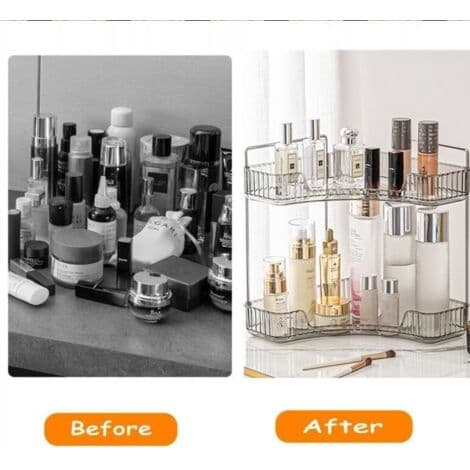 Makeup Organizer, Makeup Opbevaring, Kosmetik Organizer, Kosmetik Display Stand, Parfume Organizer til Badeværelse (Grå, 2 Lag)
