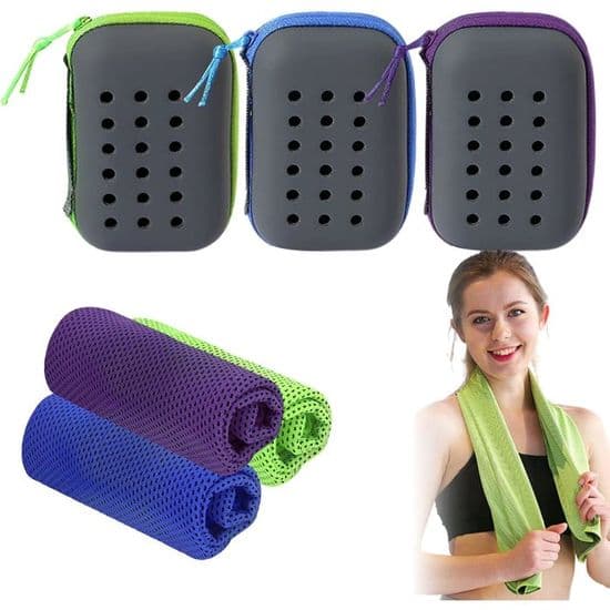 Sæt med 3 forfriskende, åndbare og hurtigtørrende håndklæder af blød mikrofiber; ideel til sport og træning.