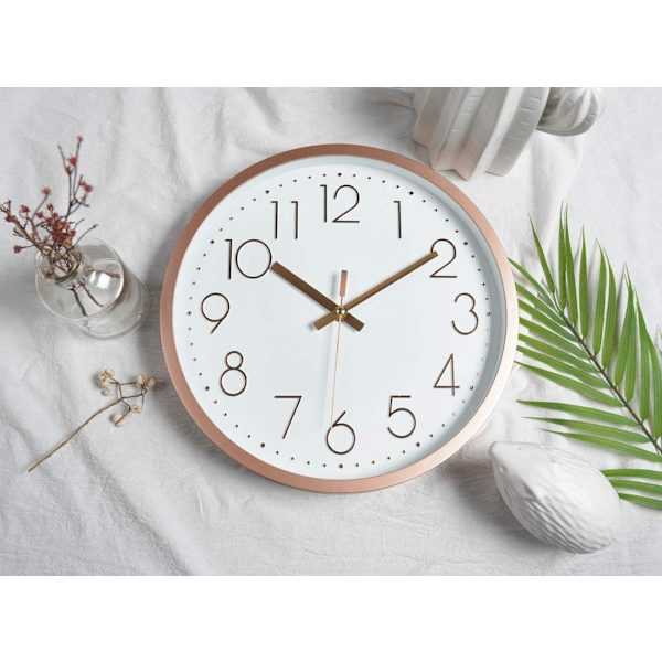Modern Väggklocka Tyst Väggklocka för Vardagsrum Kök Sovrum, Diameter 30.5cm - Roséguld