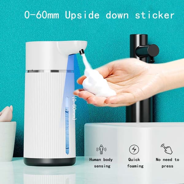 Automatic Soap Dispenser with Screen, Drip-Free Design, Perfect for Kitchen, Bathroom, and Hotel - 420ml White Black