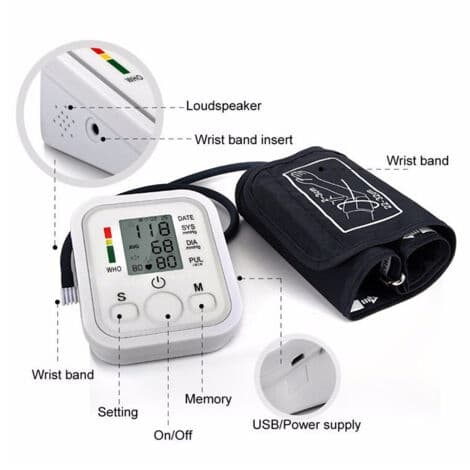 Automatisk blodtrykksmåler for overarm, sfygmomanometer, arytmi