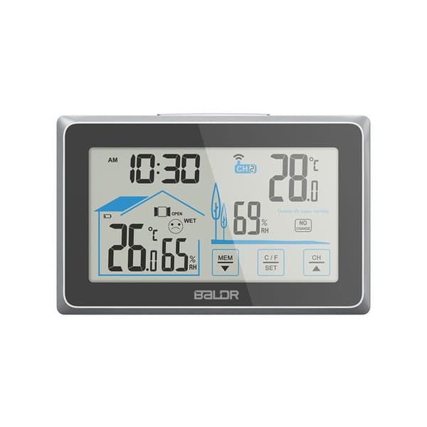 Vejrstation med udendørs sensor - Indendørs/udendørs trådløst termometer, digitalt termometer/hygrometer