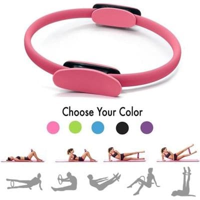 Pink Pilates/Yoga Modstandsring med Skumhåndtag — Let til Medium Træningscirkel