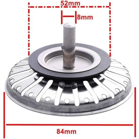 Kjøkkenvasksil i rustfritt stål, kurvsil og propp med dobbel funksjon. Tilpasset britiske vasker. Silplugg (diameter: 84 mm)