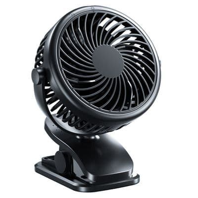 Bærbar ventilator - Lydløs - USB C - 3 hastigheder - Genopladelig - Clip-on og skrivebord